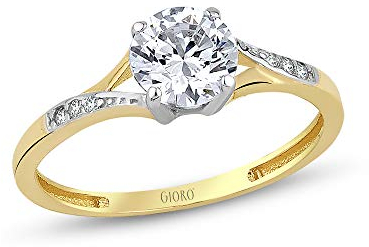 GIORO Oriella Verlobungsring in 585 Gold mit handgefassten Kristallen (58 (18.5))