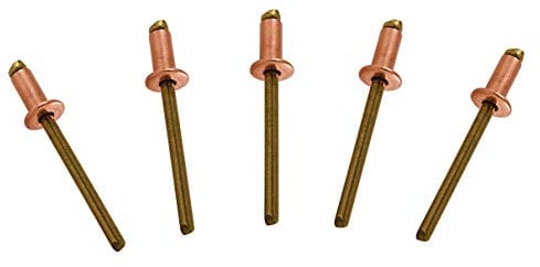USA Fittings Copper Pop Rivets 1/8 Diameter Brass Mandrel Blind Rivets Dome Head 4-4 (1/8Diameter x 1/4 Grip) Qty 100