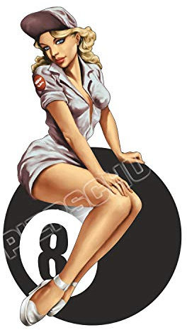 Pin Up Billiard Kugel Old School Hot Rod Tuning Vintage Retro Pinup Girl (10cm)