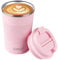 SUNTQ Reusable Coffee Cups Travel - Coffee Travel Mug with Leakproof Lid - Thermal Mug Insulated Cup - Stainless Steel Travel Cup with Rubber Grip - for Hot and Cold Drinks, 13oz/380ml, Pink