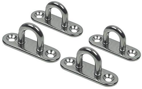 Lomo 8mm Stainless Steel D Ring 316 Marine Wall Mount U Eyeplate 4pk Oblong