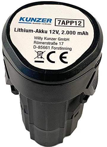 Kunzer 7APP12 Lithium-Akku 12V, 2000 mAh - Leistungsstark und kompakt für verschiedene Werkzeuge - wiederaufladbar