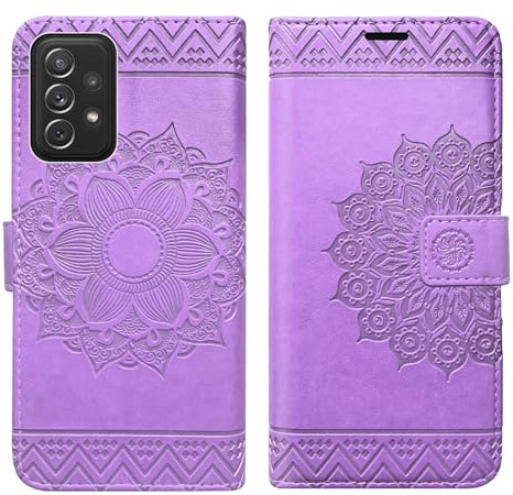 Hülle Kompatibel mit Samsung Galaxy A72 | Klapphülle Schutzhülle mit Kartenfächer Kompatibel für Galaxy A72 | Magnetverschluss Flip Case | Lila
