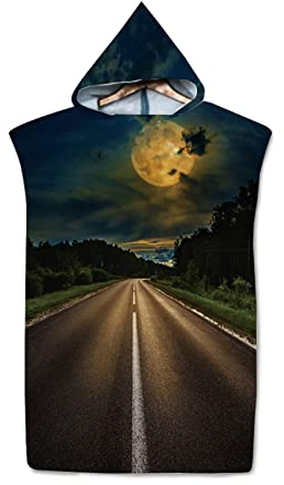 SHACE Kapuzenhandtuch Poncho Erwachsene - Highway Frauen Männer Umkleidemantel Mit Kapuze Surf Poncho Strandtuch Schwimmmantel Leichter Wechsel-Neoprenanzug, Erwachsene 75 X 110 cm