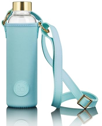 botty bag® Designer Glasflasche - 550ml mit Neoprenhülle - auslaufsichere Trinkflasche - ideal für Sport, Büro & unterwegs - Geschenkidee - für heiße, kalte & kohlensäurehaltige Getränke