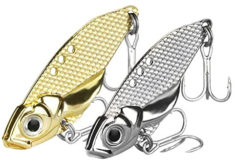 OriGlam 2pcs Metal VIB Hard Fishing Lure Jigs, Bass Crankbait Fishing Spinner Spoons Lure for Bass Walleye Trout Saltwater Freshwater