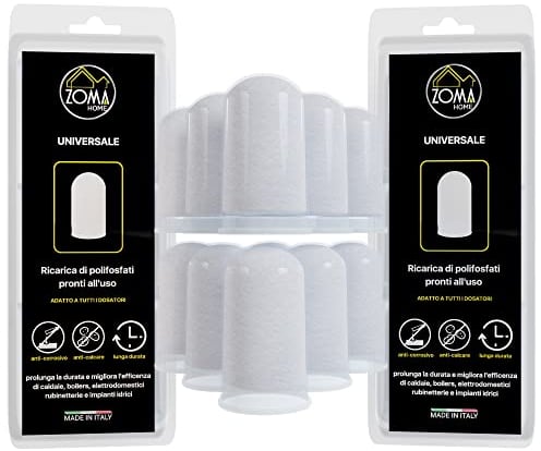 ZOMAHOME Polifosfati per Caldaia Ricarica, Filtro Anticalcare per Caldaia Concentrato a Lunga Durata, Protegge Caldaie, Elettrodomestici, Lavatrice e Lavastoviglie, misura Universale (12 Ricariche)