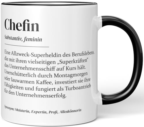 JUNIWORDS Tasse, Definition Chefin, Schwarz (7208593)