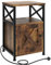 YITAHOME Side Table, Bedside Table with Storage Cabinet, X-Shaped End Table with Charging Station, 2 USB Ports & Power Outlets, Living Room Coffee Table for Living Room, Bedroom, Rustic Brown