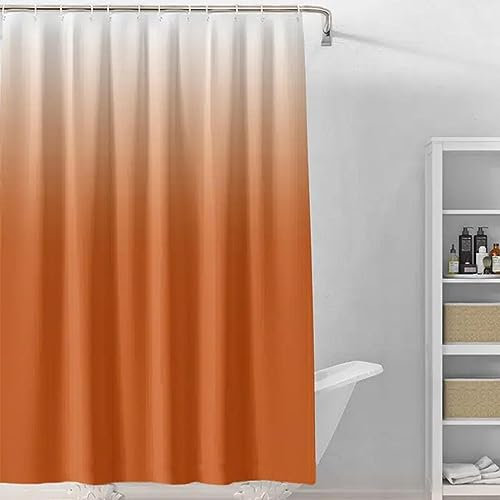 Duschvorhang Textil 90x200cm Orange Gradienten Anti-schimmel Wasserdicht Digitaldruck Duschvorhänge Lang Waschbar Stoff Dusche Vorhang mit Haken für Bad und Badewanne Perfekt als Raumteiler