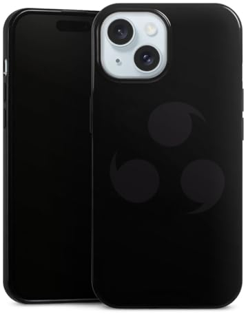 Slim Case extra dünn kompatibel mit Apple iPhone 15 Silikon Handyhülle schwarz Hülle Naruto Shippuden Sharingan Jutsu