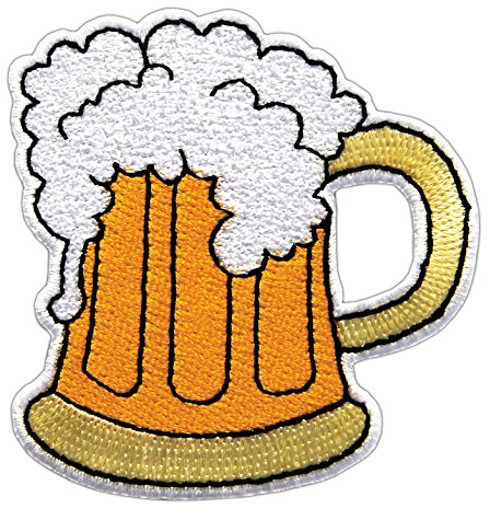 Bier Maß Gestickt Krug Aufnäher zum aufbügeln oder aufnähen Bügelbild Aufbügler für Kleidung gestickter Bügelpatch Applikation Beer Oktoberfest Patch Größe 6,4 x 6,7 cm
