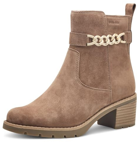 Tamaris COMFORT Damen Stiefeletten mit Absatz aus Leder Blockabsatz, Braun (Pepper Suede), 38 EU