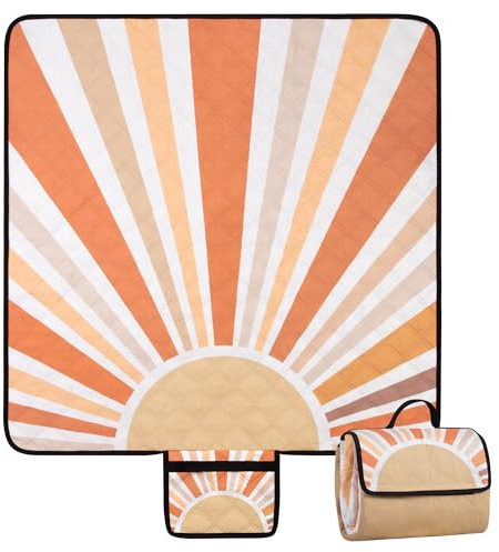 Jopee Picknickdecke 200x200cm, Wasserdicht Unterseite Stranddecke Sandfrei für 4-6 Personen, Tragbare und Faltbare Strandmatte mit Tragegriff, Campingdecke für Park, Garten, Strand, Wandern, Reisen