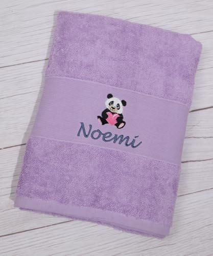 BotoHome Personalisiertes Handtuch Lila 50x100 cm Namen & Motiv Bestickt 100% Baumwolle, Oeko-TEX Zertifiziert, weich & saugstark – Individuelles Geschenk für jeden Anlass (Lila, 50 x 100 cm + Motiv)