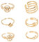OATIPHO 1 Satz Offener Ring Valtinstaggeschenke Vakentienstagsgeschenk Geburtstagsgeschenk Moderinge Schmuckringe Verstellbare Offene Ringe Party-dekorationsringe Stahl Golden 6st