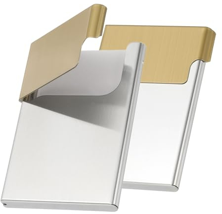 PATIKIL Metallischer Visitenkartenhalter, 2 Stücke Professioneller Visitenkartenhalter Visitenkartenetui Für Männer & Frauen Büro Kredit ID Organisation, Gold