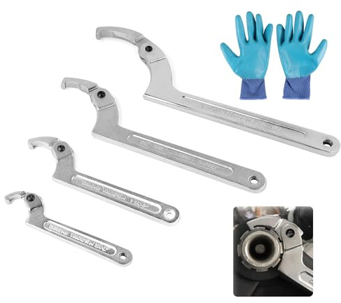 SWAWIS Tête Carrée Clé à Crochet Réglable en C Ensemble | 19-170mm, Acier au Chrome-Vanadium, Cle a Ergot pour Amortisseur Machines Mécaniques Compteur d'Eau