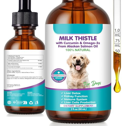 Milk Thistle for Dogs | 60ml Liquid Supplement with Curcumin & Omega-3s | Supports Normal Liver Function, Kidney Health, and Natural Immune Defences | Gentle Botanical Formula for Daily Vitality