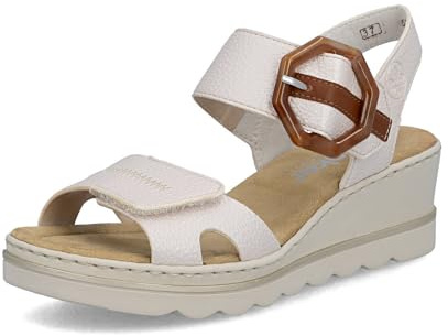 Rieker Damen Keilsandalen 67476, Frauen Sandalen,Sommerschuhe,Freizeitschuhe,offene Schuhe,Strandschuhe,metallic (91),39 EU / 6 UK