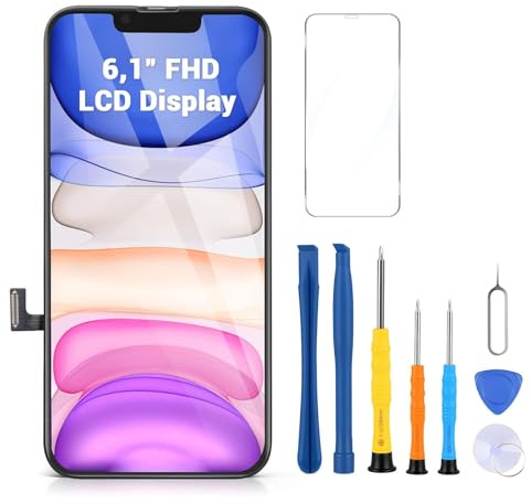 Lizoak For iPhone 11 Screen Replacement, 6.1 Touch Screen FHD LCD Display Digitizer Frame Assembly Set with Repair Tool Kits for DIY Users (A2111/A2221/A2223)