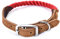 Mile High Life Collier pour Chien en Corde de Coton Qualité Supérieure avec Acier Inoxydable Boucle Ardillon Collier en Cuir Véritable(M, Rouge)