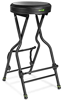 Gravity FG SEAT 1 Musiker Stuhl mit Gitarrenständer, Höhenverstellbar mit Belastbarkeit bis 120 kg, schwarz