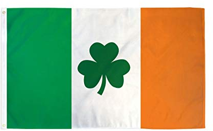 AZ FLAG - Flagge Irland mit Klee - 90x60 cm - Irische Fahne 100% Polyester mit Messing-Ösen - UV-beständig - Vives Farben - 50g