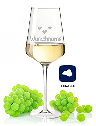 Leonardo Weinglas Herzensmensch graviert mit Namens Gravur - Geschenkidee für Frauen & Männer - Geschenk für Geburtstag, Jahrestag & zur Hochzeit - Farbe: Puccini