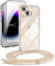 [5 in 1] 1*Handykette Set für iPhone 13 6.1 Hülle mit Band + 1*Transparent Schutzhülle+2*Schutzfolie+1*kameraschutz Glas, Abnehmbar Necklace Stylische Handyhülle zum Umhängen Kordel Case (Gold)