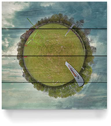 artboxONE Holzbild 40x40 cm Städte Hamburg FPV-Drohnen-Racingplatz von Künstler Dienstleistungsdrohne.de