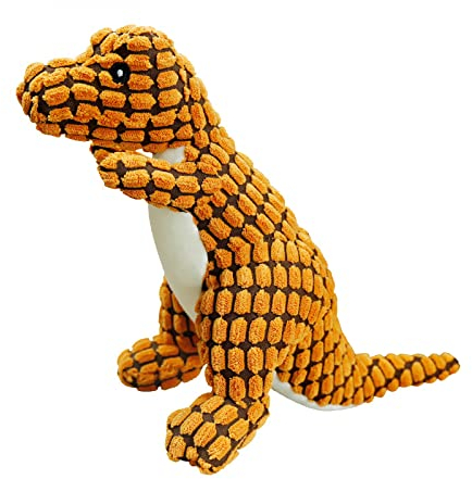 MISIY Gefülltes Hundespielzeug aus Cord, langlebiges interaktives Spielzeug, langlebiges, interaktives, Robustes Dino-Hundespielzeug für mittelgroße Hunde, quietschendes Plüsch-Hundespielzeug