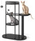 Feandrea Kratzbaum, modern, Katzenbaum, Metallrohre, mit Kissen und Plattform, Sisalstamm, Katzenspielball, 80 x 43 x 111 cm, für kleine, große, alte Katze, klassikschwarz PCT117B01