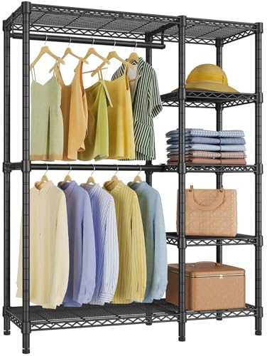 VIPEK V7 Basic Kleiderständer zum Aufhängen von Kleidung, robuster Kleiderständer mit Regalen, tragbarer Schrankständer, Metall-Kleiderständer, 5 Ebenen, freistehend, Schranksystem, maximale Belastung