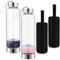 meekoo 2 Stück Kristallglas-Wasserflasche, klare Wasserflasche mit Edelstein in der Mitte, natürlicher Amethyst und Rosenquarz, Quarz-Kristallbecher, Energiebecher für Heilung und Wellness (kleiner