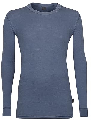 Dilling Herren Langarmshirt aus Merinowolle Donnerblau L