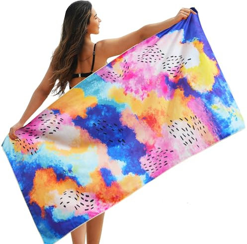 Winthome Strandtuch Beidseitig, Strandhandtuch Groß 180x90cm, Mikrofaser Strandtuch XXL Schnelltrocknend Leicht, Badetuch Strandtuch Sandfrei, für Damen Herren Reise Urlaub Schwimmen Sauna (1 Pack)