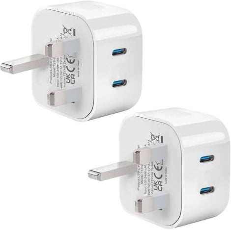 USB C Plug,20W 2 Pack Apple iPhone Fast Charger Plug UK for iPhone 15/15 Pro/15 Pro Max/14/14 Pro/13/13 Pro/12/12 Pro/11/ipad,Dual Port Micro USBC Wall Plug Fast Charging for Apple Watch Type C Plug