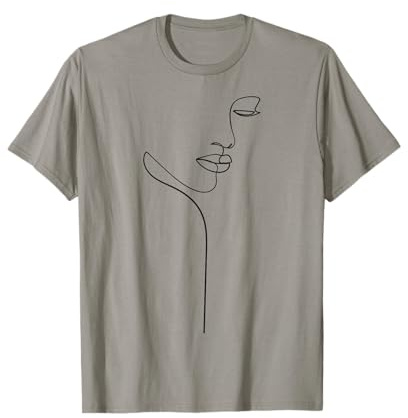 Handgezeichnetes, einzeiliges Kunstgesicht T-Shirt