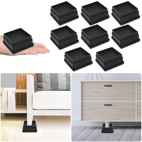 MYMULIKE Bed Risers 1 inch, 8 Pack Stackable Furniture Risers for 2 inch 3 inch, Heavy Duty Table Risers Couch Desk Sofa Table Bookshelf