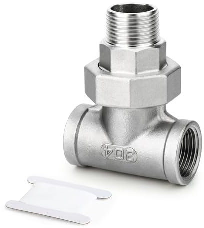 ERGAOBOY Racor en T de 1 pieza con tuerca de acoplamiento, 3/8 hembra x 3/8 macho x 3/8 rosca cónica partida, de acero inoxidable 304, para tuberías de agua y aire, aplicaciones industriales