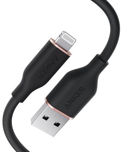 Anker Flow Ladekabel, USB A auf Lightning Kabel, Strapazierfähiges Ladekabel für iPhone 14/13/12/ iPad Air/Mini/Pro Kabel, iPod Nano, AirPods, und mehr (Kabelbinder im Lieferumfang) 90cm, USB 2.0
