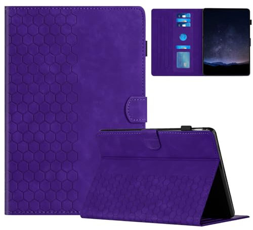 Mldjomid Custodia Tablet per 6 Kindle Paperwhite 1/2/3/4 2012 2013 2015 2016 Custodia Pelle PU Folio Supporto Protezione Cover con Slot per Schede e Funzione Stand, Motivo a nido d'ape Viola