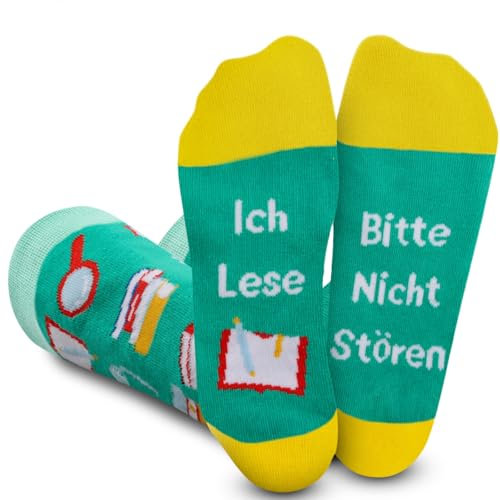 EKKONG Geschenke für Leseratten - Lustige Socken, Geschenke für Buchliebhaber und Leher, Socken mit Spruch, Lustige Geschenke für Frauen, Geschenkideen für Leseratte, Teenager, Frauen