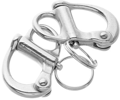 OSOLADY 2 Stück Schnappschäkel aus Edelstahl Leichter D-Ring Schäkel mit Schnellverschluss Vielseitig Einsetzbar für Bootsrigging für Indoor und Outdoor Anwendungen