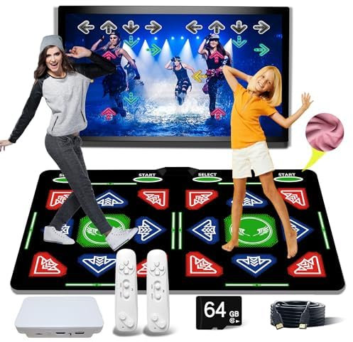 OZLET HDMI Dance Mat 64GB Storage, 1000 Games,81 MTV Videos,885 Songs.Dance pad Combines Dance,Yoga,Aerobics,Running,Sports, and Puzzle Games A Prestigious Gift for Boys & Girls.Flannel Material