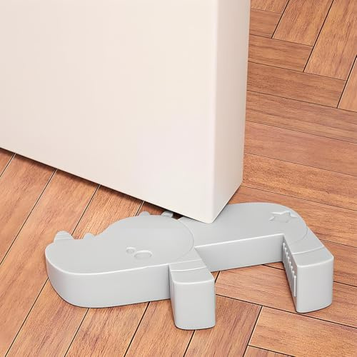 RYHHH Door Stops Indoors,Silicone Cute Door Stopper, Animal DoorStopper, Stoppers for Floor Anti-Skid, Finger Guards Door Stopper, for Home and Office, Durable, Preventing Accidents (1 Pcs/Grey)