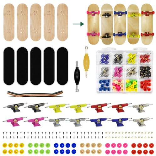 DisplayMore Premium Wooden Fingerboard Deck - Includes Prolific Foam Tape & Multicolour Wheels, The Classic - 30mm x 100mm - Pre-Drilled Holes Size (164PCS Finger Skateboard DIY Set)