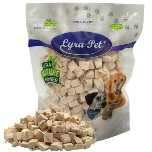 Lyra Pet® 200 g Hühnerbrustwürfel gefriergetrocknet - für Hunde & Katzen | Snack für Hunde & Katzen - Getreidefreies & fettarmes Leckerli - Auch für Kitten, Welpen & Senioren - Proteinreiches Futter