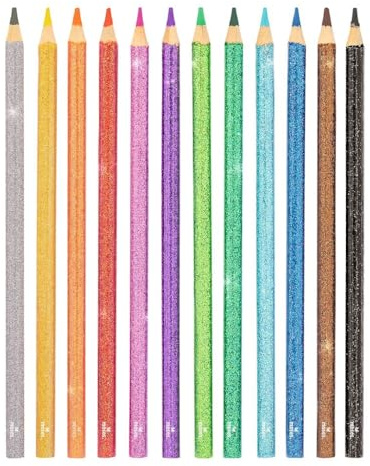 moses. Happy Day Buntstifte im Glitzerlook – 12 Farbstifte im funkelnden Design, 17,5 cm, für Schule, Kreativzeit und Geschenkideen